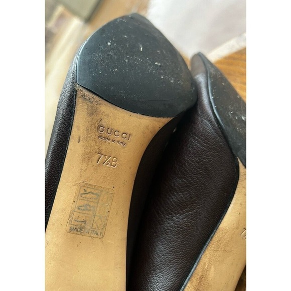 Gucci Brown Leather Ankle Boots Size US 7.5 7 1/2 Zipper Pointed Toe KB - Picture 4 of 8